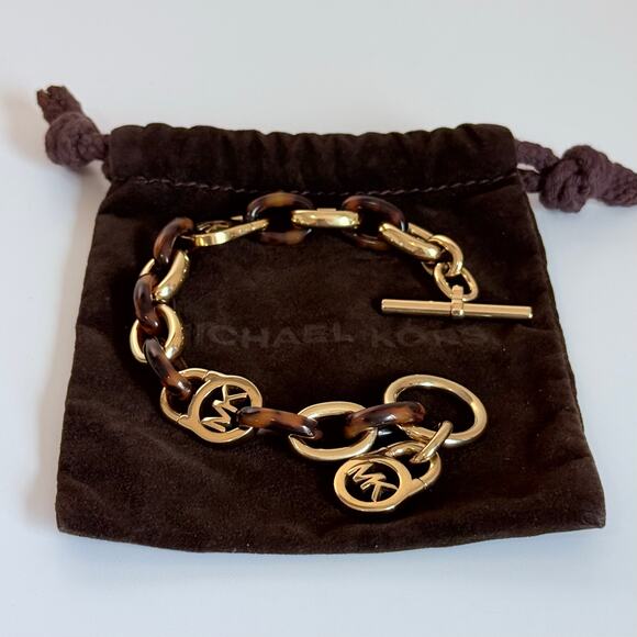 Michael Kors Tortoise Acetate Link Toggle Bracelet - Picture 1 of 4